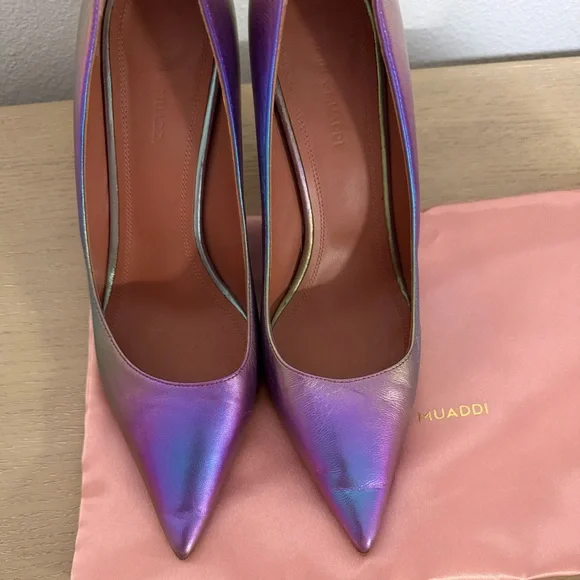 Amina Muaddi Ami Iridescent Pumps - Picture 2 of 9